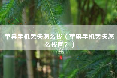 苹果手机丢失怎么找（苹果手机丢失怎么找回？）